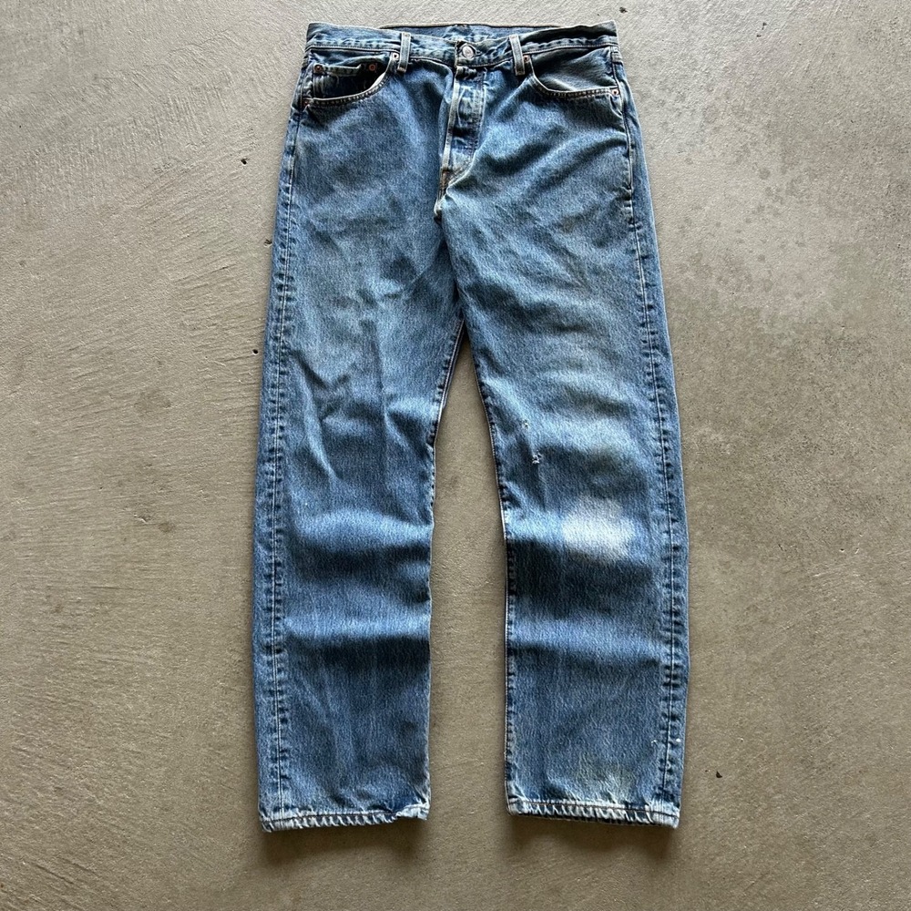 Vintage 80s Levis 501 XX Jeans Size 36x34 Blue Light Wash Denim USA Made Button